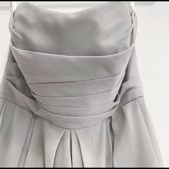 David's Bridal NWT Gray Strapless Knee Length Chiffon Prom Bridal Dress Size 8 - Picture 5 of 12